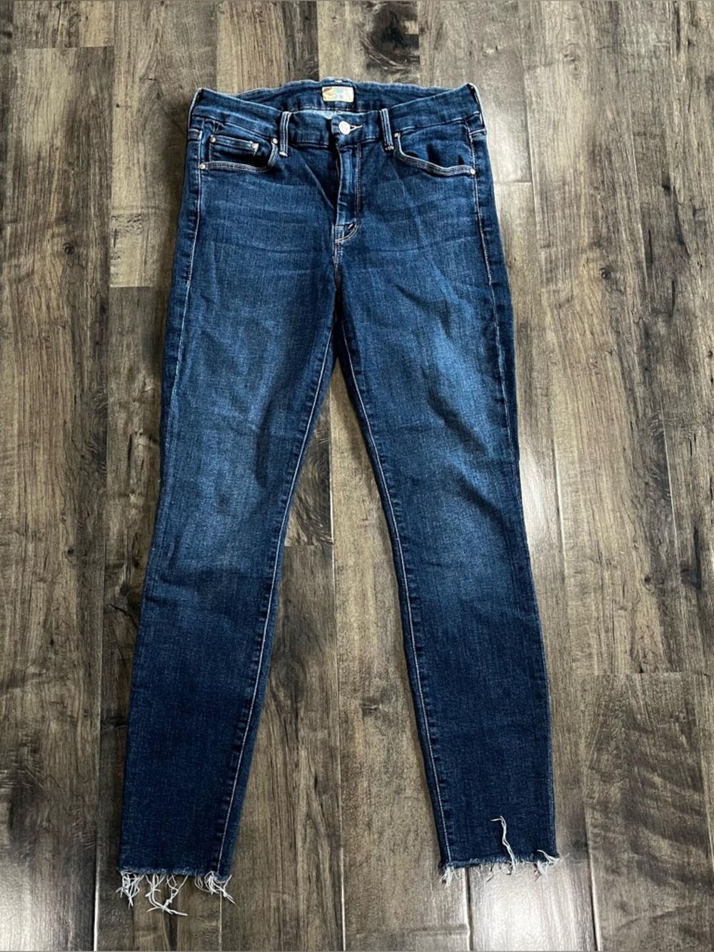 Mother Jeans the Looker Women's Ankle Fray Blue Jeans
